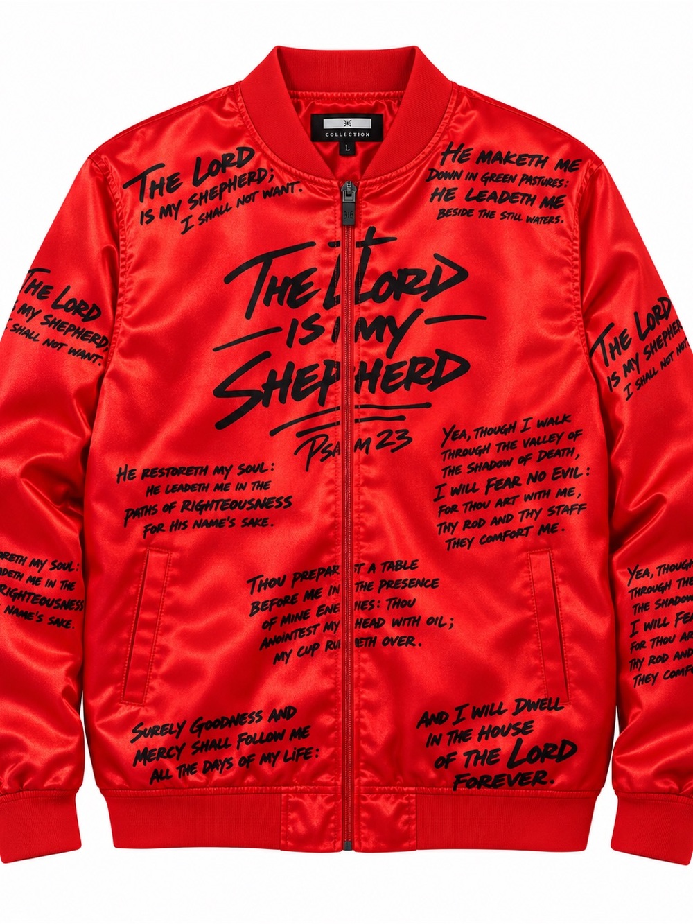 Collection B Red Bomber Jacket with Black Script